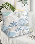 DecorLovee Coastal Pillow Cases Standard Size Set of 2 - Microfiber Bed Throw Pillow Covers, Blue Teal Coral Summer Beach Starfish Decorative Lumbar Pillow Cover with Envelope Closure for Sofa/Travel by DecorLovee