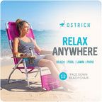 Ostrich The Altitude 3N1 Reclining Lounge Chair, Relaxing Beach Seat, Pink - Image 4