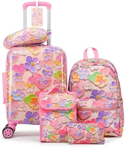 16’’ Kid’s Luggage Set with Spinner Wheels, Hardside with Suitcases,6 Piece by Rosamo