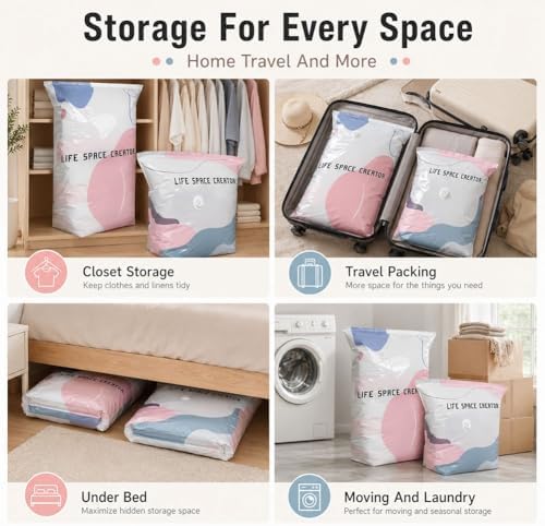 No-Pump Vacuum Storage Bags, Large Press & Seal Compression Bag, Reusable 3D Space Saver Organizer Bags Without Pump for Clothes, Bedding, Blankets, Travel, Closet Storage(5set,L) - Image 4