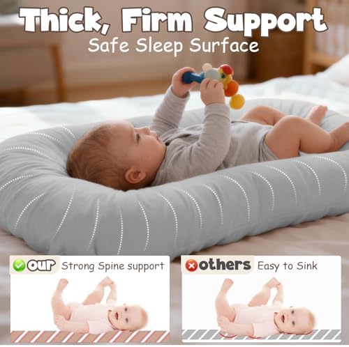 Baby Lounger for Newborn - Infant Support Cushion 0-24 Months (Gray) - Image 2
