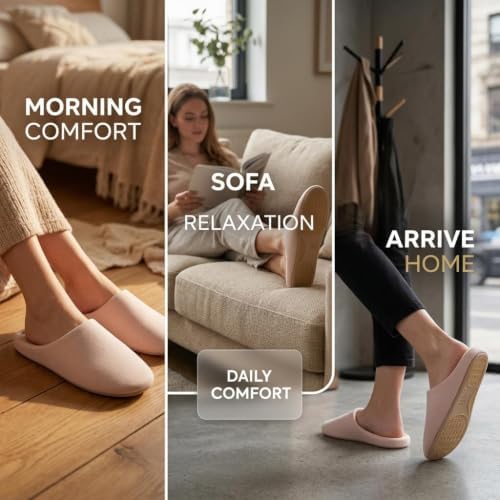 Cozy Cotton Indoor Slippers for Women Non-Slip Quiet House Shoes - Image 2