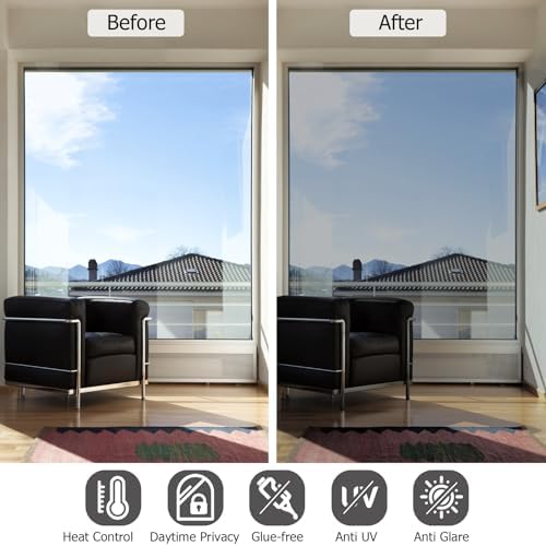 HIDBEA One Way Mirror Window Privacy Film, Silver, 23.6 x 157.5 Inch - Image 3