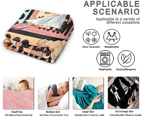 Anime Blanket for Girls - Kawaii Decor for Women, Ramen Dogs Boba Flannel Blanket - Luxurious Warm and Cozy, S 40X50 Inch for Kids/Child - Image 6