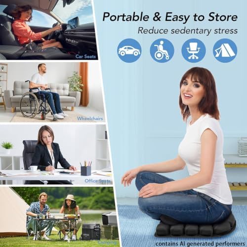 Sondor Travel Cushion, Comfortable 3D Inflatable Seat Cushion for Hemorrhoid and Tailbone Pain Relief, Optimal Support for Long Sitting in Car, Air Travel, Office Chairs Etc (30-Point Cushion) - Image 6