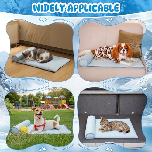 DoubleFill 4 Pack Cooling Pet Mat 23.6" x 31.5" Cool Dog Bed, Large, Blue - Image 7
