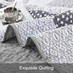 WONGS BEDDING Grey Full Size Quilt Set, Bohemian Striped Bedspreads - Image 7