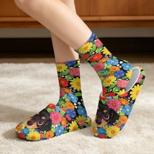 Womens Fuzzy Slipper with Socks Warm Cozy House Slipper and Socks Set Plush Winter Shoes for Indoor - Image 2
