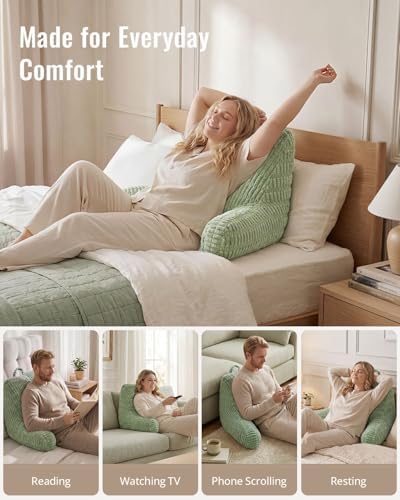 Blissful Diary Reading Pillow for Bed, Back Pillow Sitting Up, Sage Green - Image 7