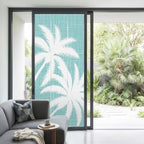 Window Privacy Film Frosted, Turquoise Blue Tropical Tree Non-Adhesive Static Cling Window Tint, Summer Coastal Palm Trees Insulated Windows Frosted Films for Living Room, 35.4 x 78.7 Inches - Image 2