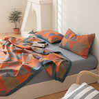 100% Cotton Muslin Blanket Jacquard Bohomian Mandala Triangle Print Quilt, Soft Bed Cover Reversible Bedspread Coverlet Breathable Lightweight Bedding Full/Queen(78"x94"), No Pillow Sham - Image 3