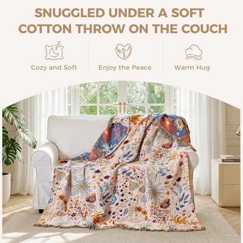 LUTBM Boho Throw Blanket for Bed 60"x80", All Season Cotton Couch Blankets - Image 4