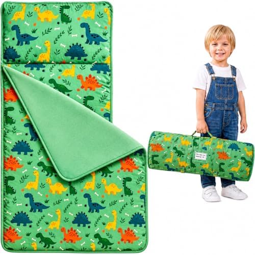 Toddler Nap Mat with Pillow and Blanket for Daycare, Preschool and School, Kids Sleeping Mat for Toddlers, Roll-Up Rest Mat, Soft, Lightweight, Washable, Ages 3-6 by Unknown