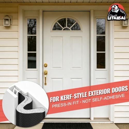 Litaibai 60 ft Kerf Weather Stripping Door Seal for Exterior Doors, Black - Image 6