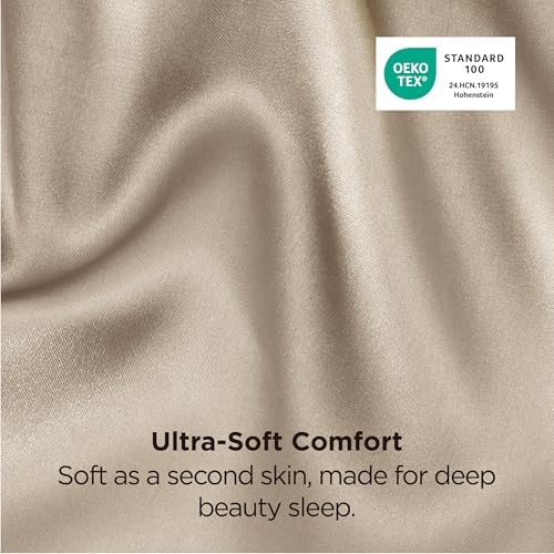 Bedsure Satin Pillowcases, Similar to Silk Pillow Cases Queen Size Set of 6, Pillow Case for Sleeping Women with Envelope Closure, Gifts for Women Men, Khaki, 20x30 Inches, 6pcs - Image 5