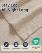LANE LINEN King Blanket, 100% Cotton 300 GSM Lightweight - Perfectly Pale - Image 4