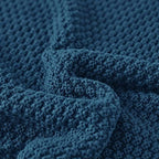 Longhui bedding 100% Cotton Knitted Throw Blanket – Blue, Soft & Cozy, Machine Washable, 60"x80" – Perfect for Living Room, Couch, Sofa, Bed or Travel - Image 3