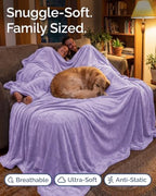 Fleece Blanket Oversized King - Ultra-Soft Flannel Blanket - Pastel Lilac - Image 4