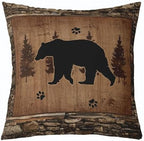 Feelyou Bear Throw Pillow Covers 20"x20" Set of 4 Soft Rustic Deer Cushion Case Fish Decor Pillowcase Mallard Duck Black Brown Indoor Outdoor - Image 2