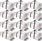 VELVETSURE 12 Pack Heavy Duty Large Moving Bags W/Backpack Straps - Strong Handles & Zippers, Storage Totes For Space Saving, Fold Flat, Alternative to Moving Box and Storage Bin, Semi-Transparent by VELVETSURE