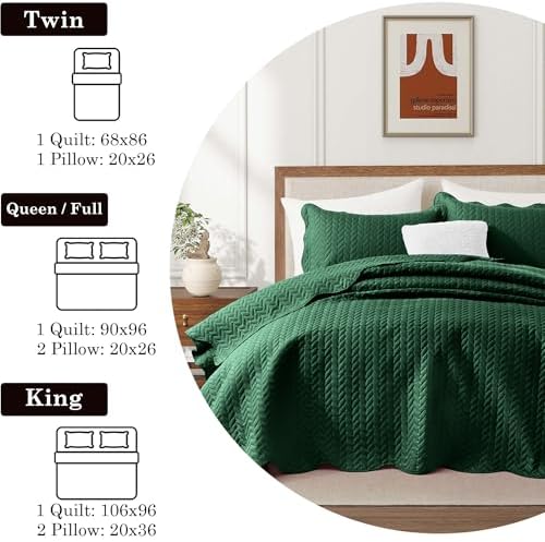Imperial Rooms King Quilt Emerald Leaf 8 Pack for Hotel Guest Bedroom - Image 5