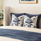 Foindtower Set of 2 Linen Floral Vintage Throw Pillow Covers Neutral Accent Print Decorative Cozy Cushion Covers Farmhouse Boho Home Decor for Sofa Chair Couch Bed Living Room,24×24 Inch,Navy Blue - Image 7