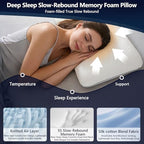 Soft Memory Foam Bed Pillow, 4-Inch Low Profile, Cooling Cover - Image 3