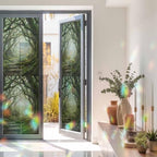 Green Forest Window Privacy Film Rainbow Static Cling Stain Glass Window Film for Glass Door, Decorative Heat Blocking Sunroof Decal Sticker for Car Home 29.5"x118" Misty Light Rustic Cottagecore - Image 3