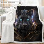 Black Panther Sherpa Blanket Neon Animal Print Throw Blanket for Men Soft Warm Cozy 60x80 Inches Dark Power Design Gamer Room Bedroom Decor Gift for Birthday Housewarming Anniversary - Image 6