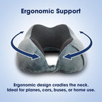 Wolf Essentials 4-Piece Memory Foam Neck Pillow Travel Set – Ergonomic Neck Support Pillow with Eye Mask, Earplugs & Mesh Carrying Case – Comfort for Airplane, Train, or Road Travel - Image 2