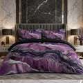 CCoutueChen Black Purple Marble Comforter Set Full Size, Modern Style by CCoutueChen