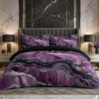 CCoutueChen Black Purple Marble Comforter Set Full Size, Modern Style by CCoutueChen