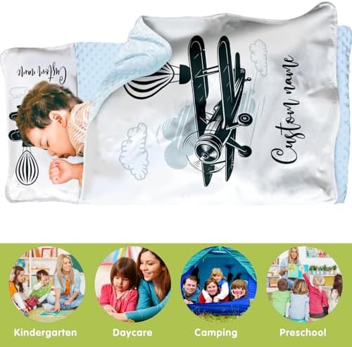 Personalized Toddler Nap Mat for Preschool, Custom Kids Nap Mat with Name, Extra Soft Preschool Nap Mat with Pillow & Blanket, Roll Up Daycare Sleeping Mat for Kids Boys - Image 3