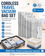 2026 New Cordless Travel Vacuum Bag Set,Electric Thickened Stereoscopic No-Pump Vacuum Storage Compression Bag,Abs Material Moisture Protect Waterproof for Travel with Rechargeable Pump - Image 2