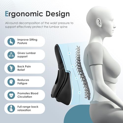 FLORICH Memory Foam Double Layer Breathable Mesh Lumbar Support Ergonomic Leather Lumbar Support Pillow with 3D Mesh Back Support and Adjustable Strap for CarSeat & Office Chair(Black) - Image 4