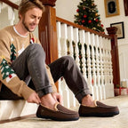 HomeTop Men's Moccasin Slippers Memory Foam Warm Fleece Indoor Outdoor - Image 3