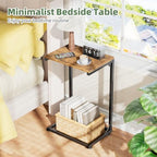 Simple Trending C Shaped End Table, Small Side Table, TV Trays for Couch, Sofa Table for Living Room, Bedside, Rustic Brown - Image 4