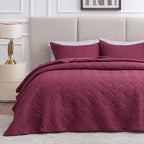 Love's cabin Oversized King Quilt Set, Soft Bedspread Comforter, Burgundy by Lovescabin