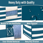 VENO Moving Bags, Wide Open Top, Clear Window, Classic Navy Stripe, 10 Pack - Image 4