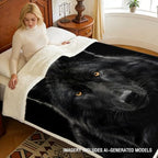 Black Wolf Sherpa Blanket Animal Print Throw Blanket for Men Soft Warm Cozy 60x80 Inches Dark Power Design Bedroom Couch Decor Gift for Birthday Housewarming Anniversary - Image 3