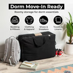 Soft Canvas Storage Bags with Zipper. Thick Breathable, 2pc King/Queen Comforter Organizer. Four Carrying Handles and Window. Large 25x19x9in Bag for Sheets Blankets Bedding Pillows, Clothes (Black) - Image 6