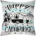 Feelyou Happy Camping Cushion Case Camper Throw Pillow Covers 18"x18" Set of 4 for Sofa Couch Bed Chair Car RV Decor Rustic Farmhouse Style Decorative Pillow Case RV Camping Outdoor Pillows Covers by Feelyou