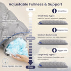 ZonLi Body Pillow for Adults Side Sleeper, Light Grey - Image 4