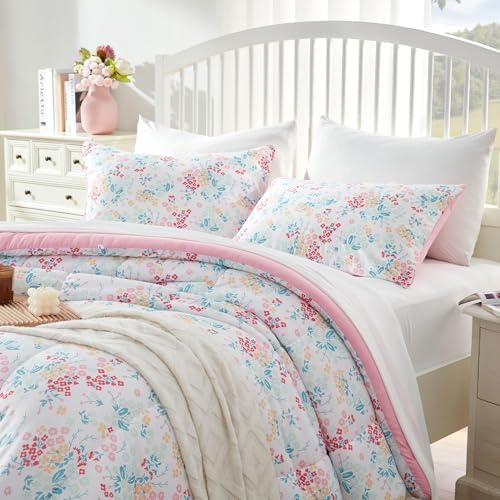 SLEEP ZONE King Size Comforter Set, Breathable Jersey Knit Soft Duvet Insert Set 3 Pieces Flower Leaves Pattern Bedding Sets for Bedroom All Season, Flower Leaves - Image 6