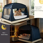 Privacy Sleep Indoor Bed Tent for Adults Kids, Portable Blackout 90% Canopy Tents with 3 Doors Breathable Mesh Windows - Image 5