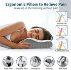 Neck Pillow Memory Foam for Pain Relief Bed Pillow for Sleeping, Ergonomic Orthopedic Cervical for Neck and Shoulder Pain, Side Back Stomach Sleeper(White&Grey) - Image 4