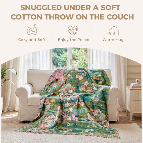 LUTBM Boho Throw Blanket for Bed 60"x80", All Season Cotton Couch Blankets - Image 4