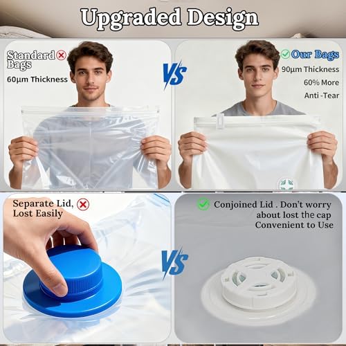Vacuum Sealing Bags for Clothing Travel,Space Saver Vacuum Storage Bags with Air Pump,Compression Packing for Luggage and Clothes Travel (12 Combo Bags+Electric Pump) - Image 5