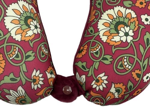 Bookishbunny 2pcs Micro Bead Set U Shaped Neck Travel Pillow 12" x 12" x 4" and Roll Back Pillow Cushion 13" x 7", Various Designs (Chintz) - Image 5