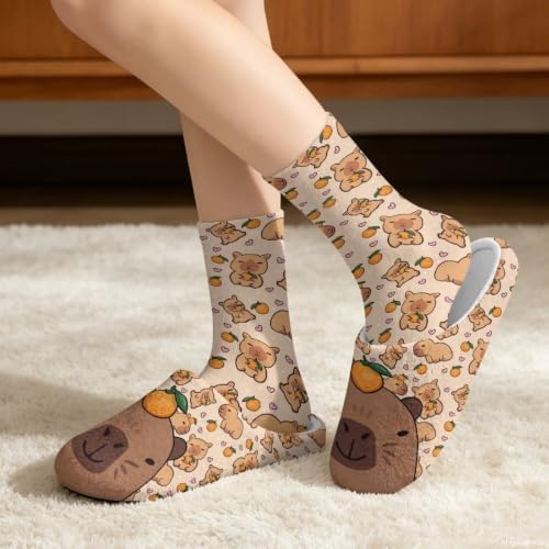 Womens Fuzzy Slipper with Socks Warm Cozy House Slipper and Socks Set Plush Winter Shoes for Indoor - Image 2
